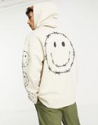 Topman Oversized Smile Hoodie In Stone-neutral