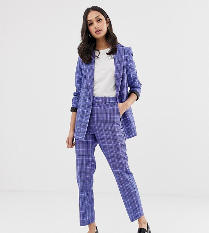 Miss Selfridge Tapered Pants In Blue Check-multi