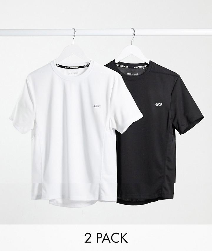 Asos 4505 Icon Training T-shirt With Quick Dry 2 Pack Save-black