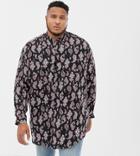Asos Design Plus Oversized Drop Shoulder Longline Paisley Shirt - Black