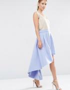 Asos Premium Scuba High Low Prom Skirt - Purple