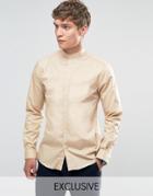 Noak Grandad Shirt With White Buttons - Tan