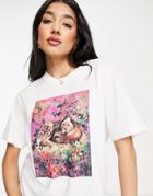 Monki T-shirt In White With Deer Print