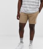Asos Design Plus Slim Chino Shorts In Stone - Stone
