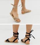 Asos Design Jala Two Pack Tie Leg Sandal Espadrilles - Multi