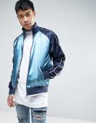 Asos Zip Through Track Jacket With Color Block Detail In Blue - Blue
