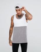 Asos Skater Tank With Half And Half Color Block In Textured Fabric - Gray
