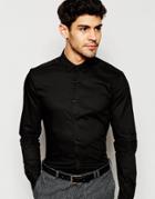 Asos Skinny Shirt In Black With Long Sleeves - Black