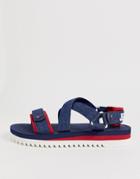 Tommy Jeans Sandal With Denim Strap And Contrast Sole In Navy