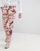 Asos Edition Wedding Skinny Suit Pants In Blush Floral Sateen Print - Pink