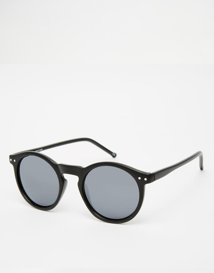 Asos Round Sunglasses In Black - Brown