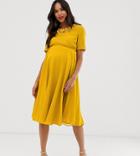 Asos Design Maternity Crop Top Embellished Neckline Midi Dress