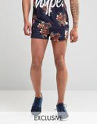 Hype Retro Shorts In Floral Print - Navy