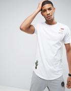 Only & Sons Longline T-shirt With Patches - White