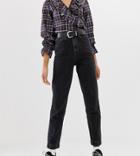 Collusion Tall Mom Jeans In Washed Black - Black