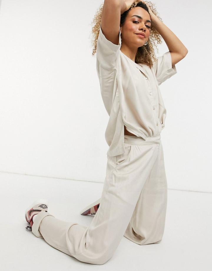 Noisy May Wide Leg Pants In Stone - Part Of A Set-neutral