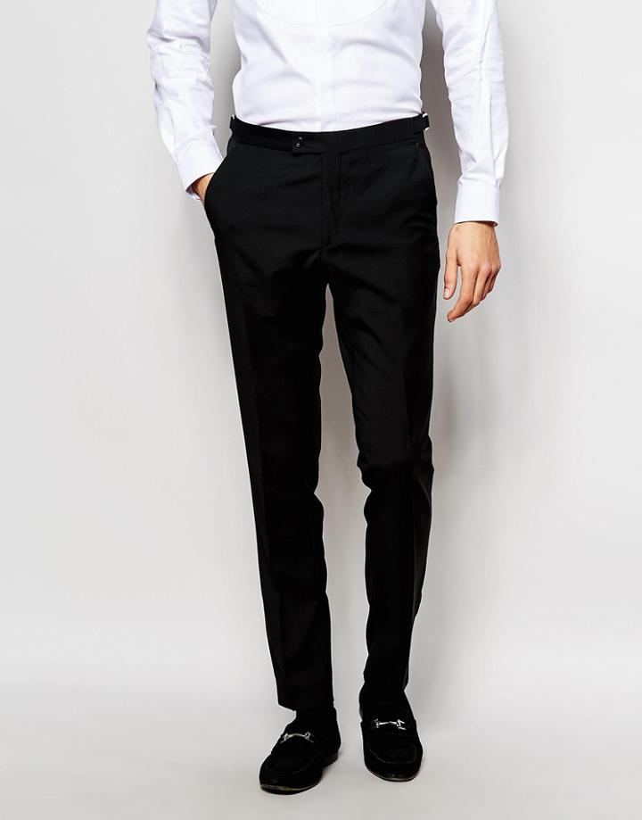 Hart Hollywood By Nick Hart 100% Wool Houndstooth Pants In Slim Fit - Black