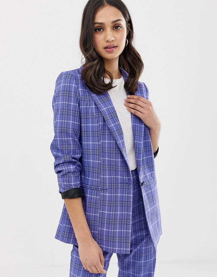 Miss Selfridge Blazer In Blue Check - Multi