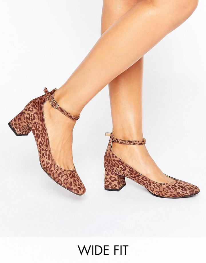 New Look Wide Fit Animal Suedette Block Heeled Shoe - Multi