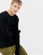 J.crew Mercantile Crew Neck Pique Knit Sweater In Black - Black