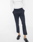Gianni Feraud Skinny Fit Pinstripe Cropped Suit Pants-navy