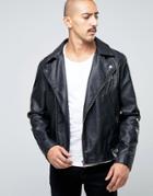 Barney's Faux Leather Biker Jacket - Black