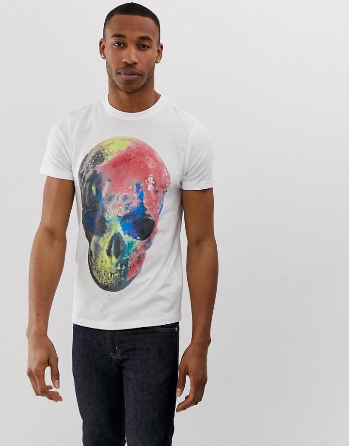 Ps Paul Smith Large Skull Print Slim Fit T-shirt In White