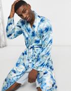 Asos Design Set Satin Dressing Gown With Print-multi