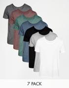 Asos T-shirt With Scoop Neck 7 Pack - Multi