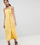 Fashion Union Tall Cami Sun Dress With Button Front - Yellow