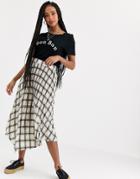 Miss Selfridge Pleated Skirt In Check - Cream