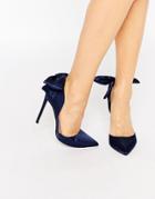 Asos Phoenix Pointed Bow Detail High Heels - Navy