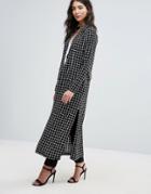 Unique 21 Unlined Coat With Back Belt Panel And Side Splits - Black