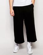 Asos Wide Leg Joggers In Cropped Length In Black - Black
