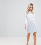 Asos Petite A-line Mini Skirt With Scallop Hem - Gray