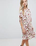 Vila Floral Floral Printed Frill Hem Dress - Multi