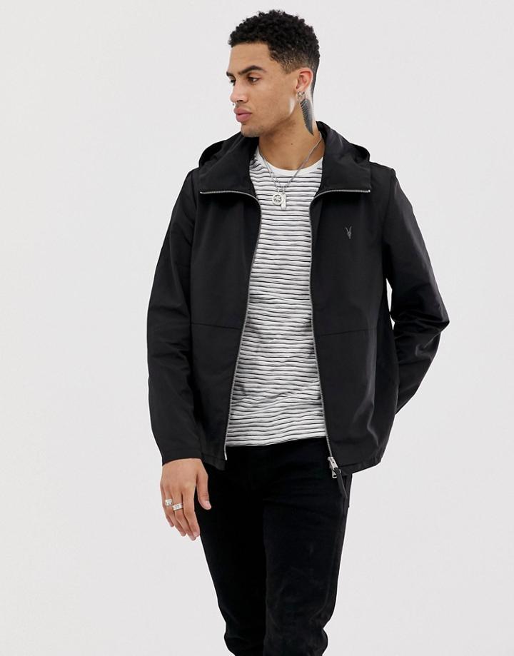 Allsaints Lightweight Hooded Jacket In Black - Black