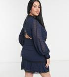 Asos Design Curve Lace Victoriana Dress In Navy