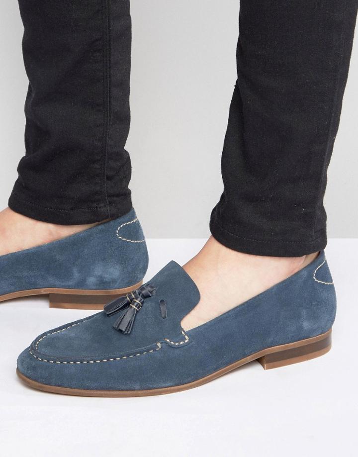 Hudson London Bernini Suede Tassel Loafers - Navy