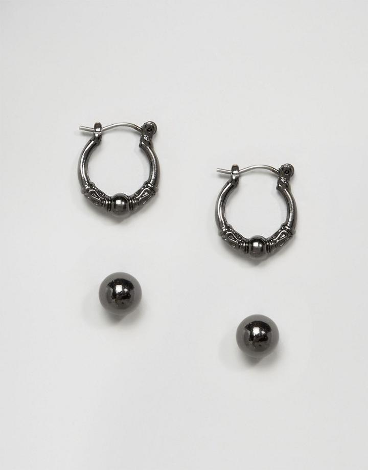 Asos Grunge Hoop & Stud Earring Pack - Mixed Metal
