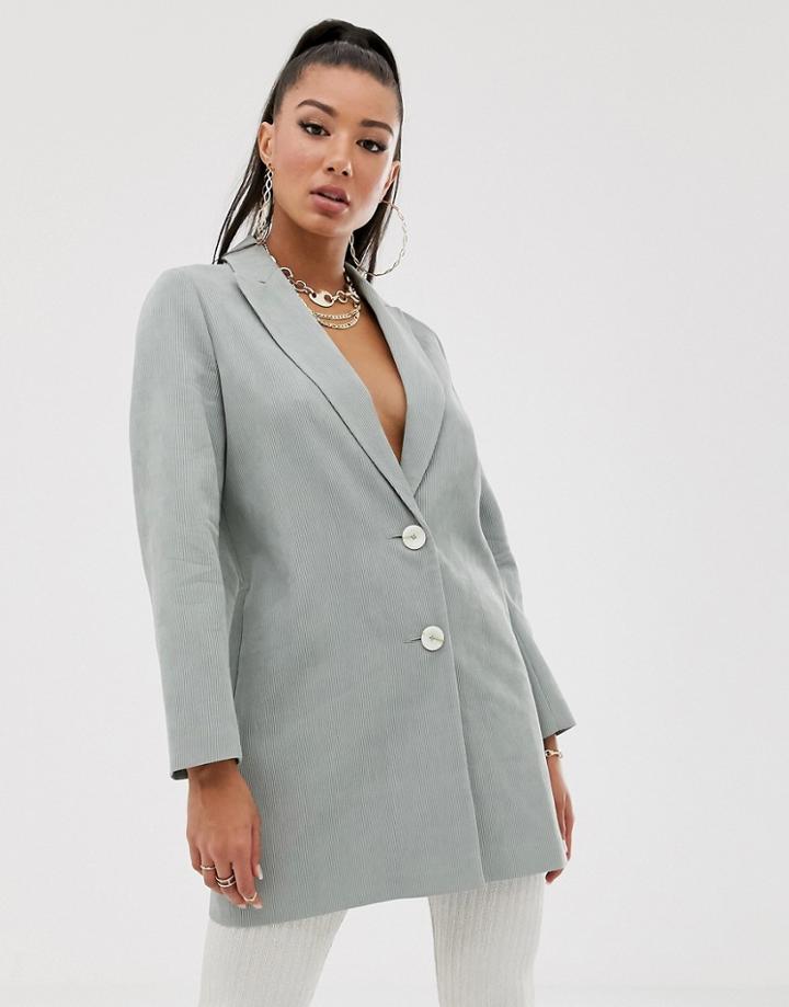 Asos Design Plisse Coat - Green