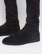 Asos Desert Boots In Black Suede With Black Wedge Sole - Black