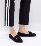Asos Design Mossy Wide Fit Flat Shoes - Black