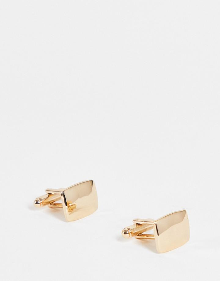 Asos Design Wedding Square Cufflinks In Gold Tone