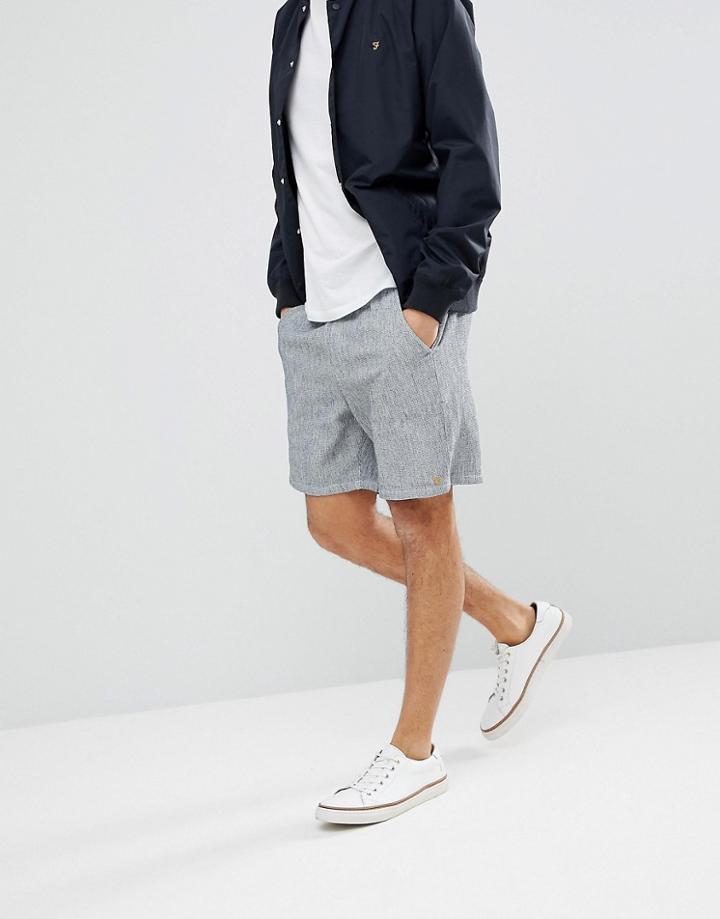 Farah Pendergrass Waffle Shorts In Gray - Navy