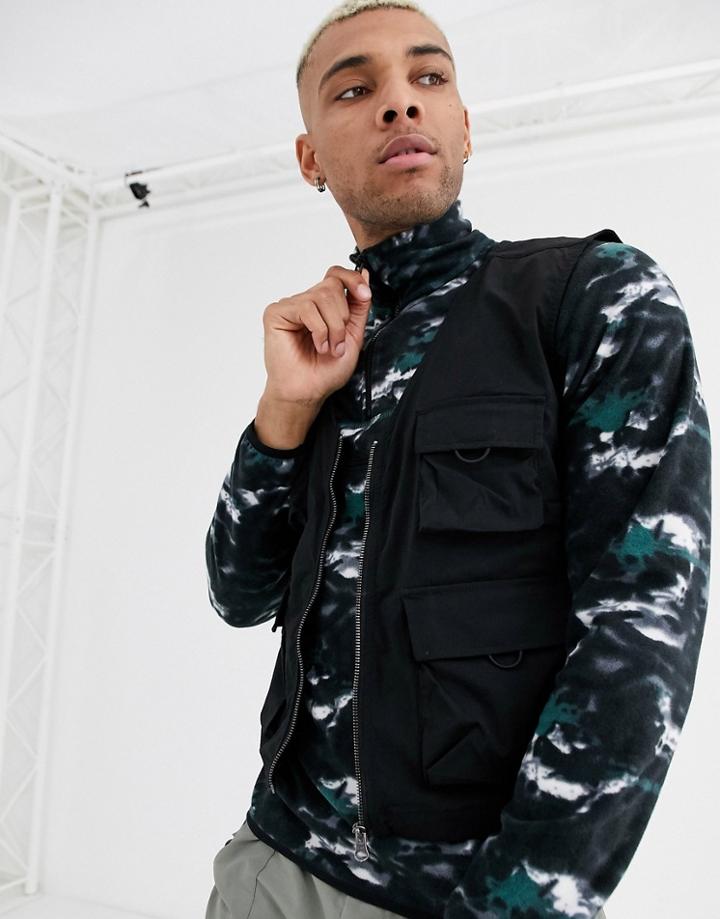 Jack & Jones Core Technical Utility Tank Jacket In Black