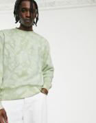 Weekday Albin Tie-dye Sweatshirt In Light Green