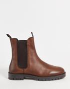 Silver Street High Calf Leather Chunky Chelsea Boots In Brown