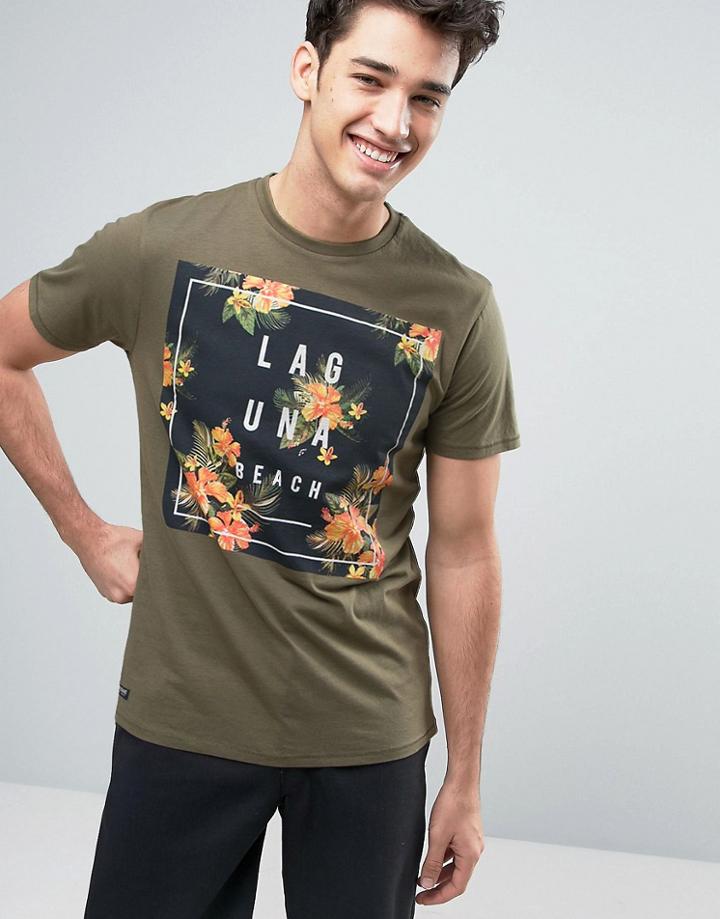 Threadbare Laguna Print Floral T-shirt - Green