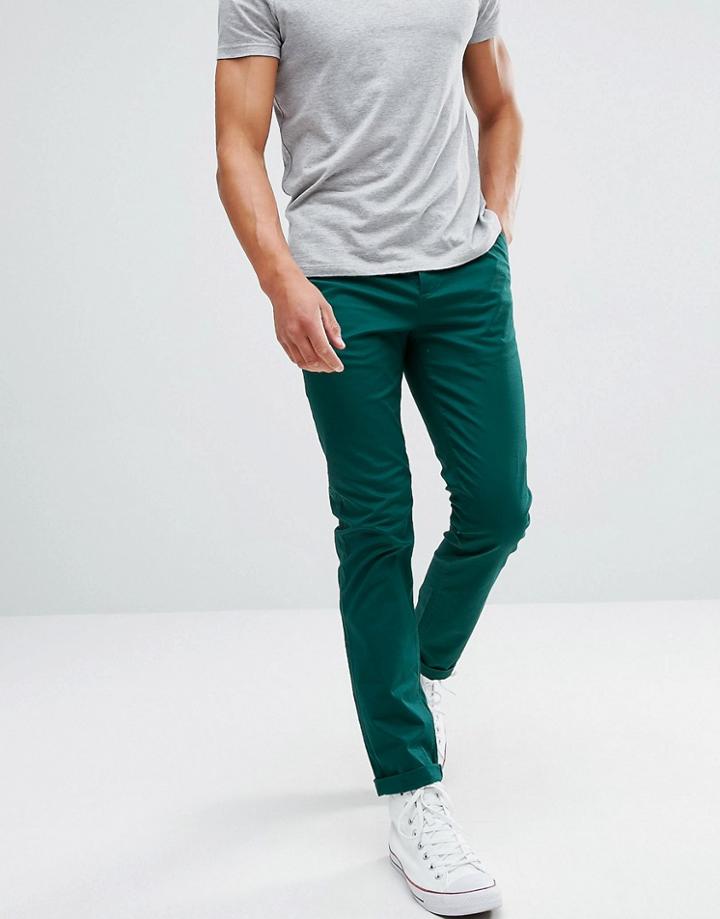 Asos Slim Chinos In Dark Teal - Green